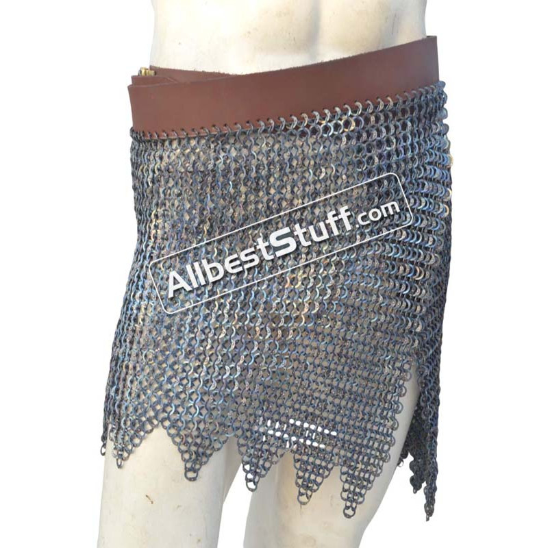 Titanium Chainmail Skirt with Leather Belt